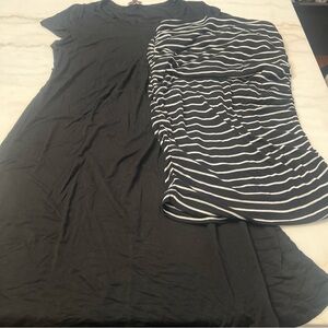 Lot of 2 Maternity A Pea In The Pod Mini Dresses Size Medium Black White